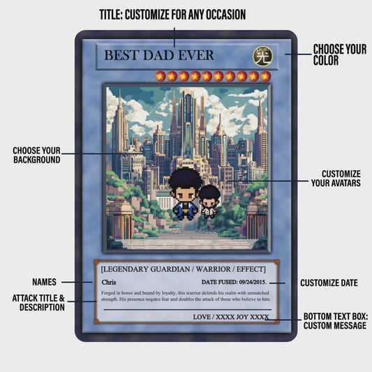 Dueling Dad Card - Legendary Duel Master Dad Card - Dueling Style Dad Card - Custom Anime Duel Dad Card – Anime-Inspired Keepsake Dad Gift