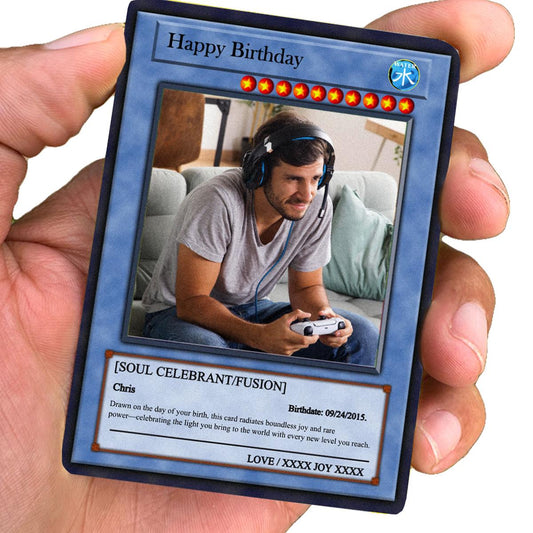 Dueling Birthday Photo Card - Dueling Birthday Gift - Dueling Style Card - Metal Birthday Keepsake Gift - Anime-Inspired Battle Photo Card