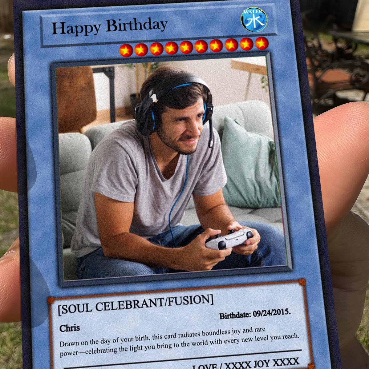 Dueling Birthday Photo Card - Dueling Birthday Gift - Dueling Style Card - Metal Birthday Keepsake Gift - Anime-Inspired Battle Photo Card
