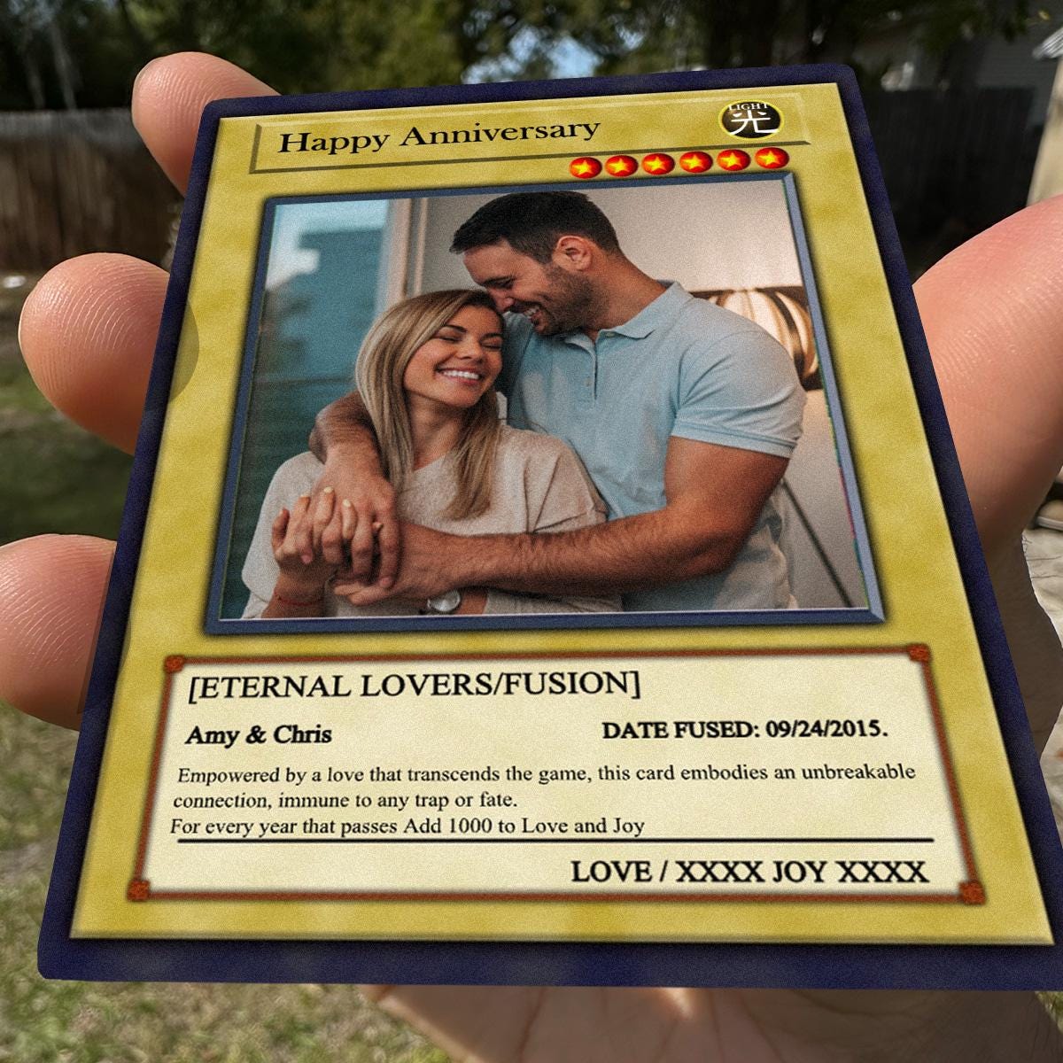 Dueling Anniversary Photo Card - Anniversary Gift - Legendary Anniversary Keepsake Card - Anime-Inspired Couple Duel Photo Card