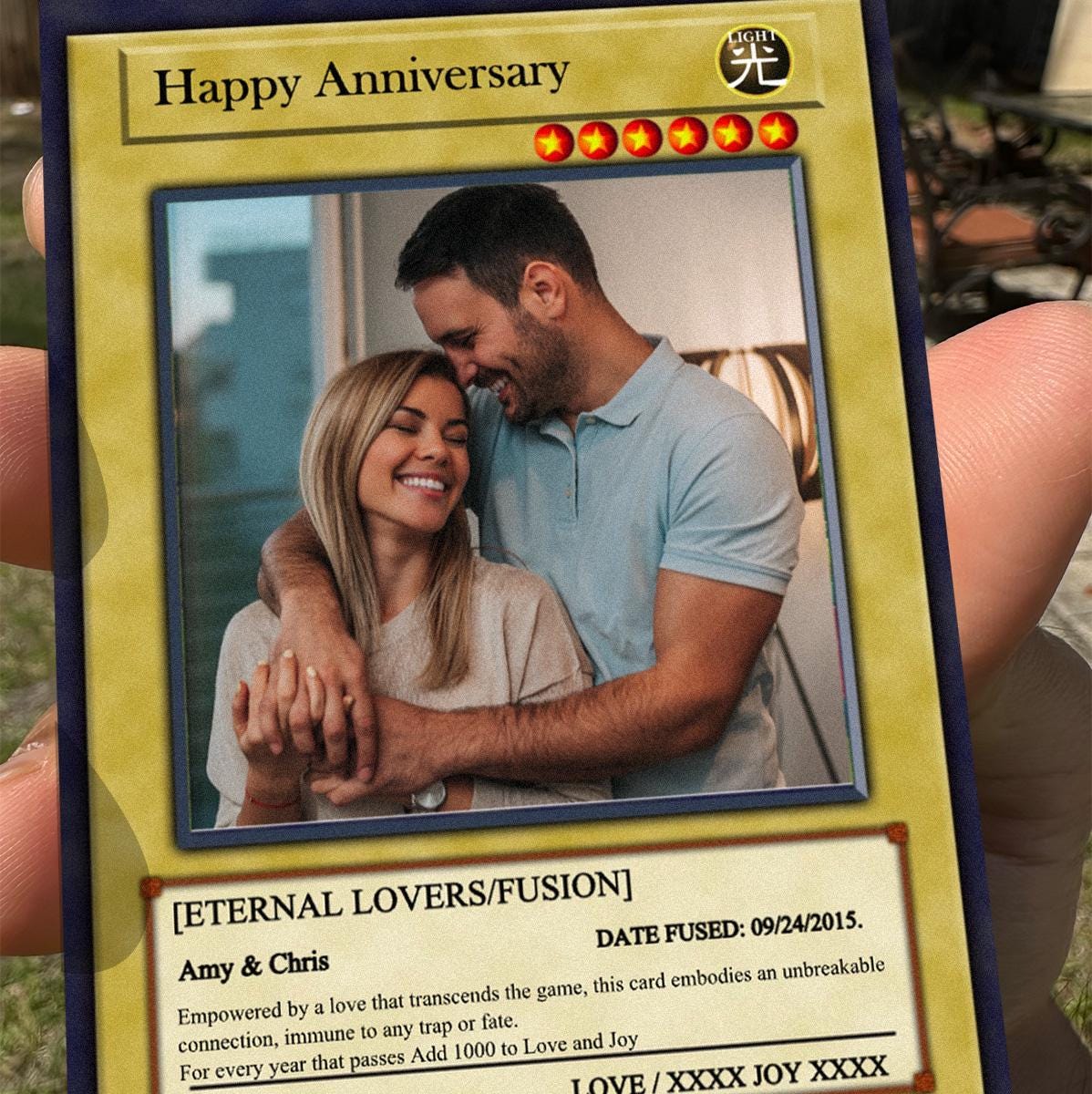 Dueling Anniversary Photo Card - Anniversary Gift - Legendary Anniversary Keepsake Card - Anime-Inspired Couple Duel Photo Card