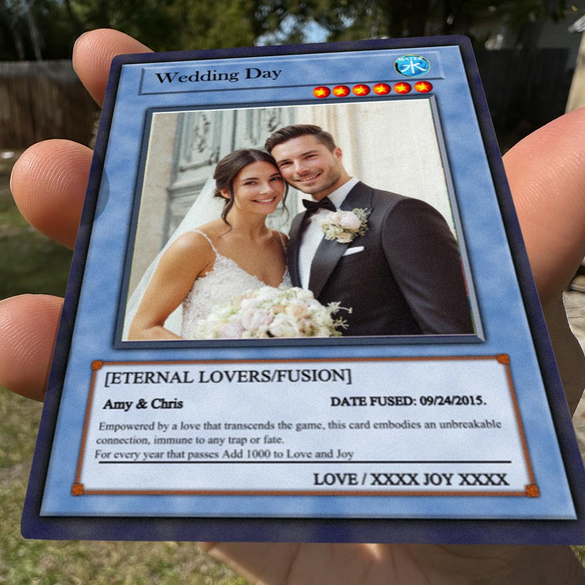 Dueling Wedding Photo Card - Wedding Gift - Custom Wedding Card - Legendary Wedding Keepsake Card - Anime-Inspired Couple Duel Photo Card