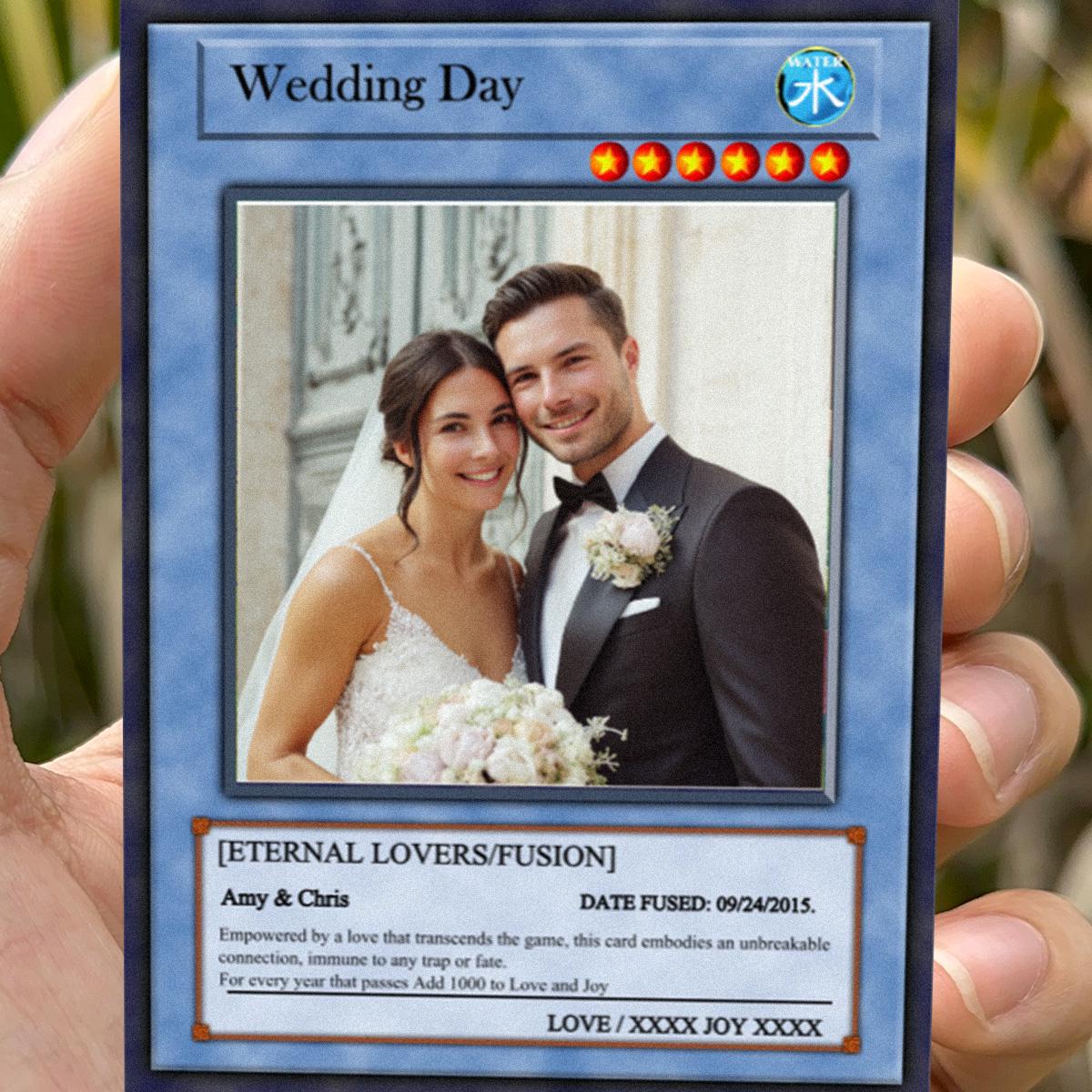 Dueling Wedding Photo Card - Wedding Gift - Custom Wedding Card - Legendary Wedding Keepsake Card - Anime-Inspired Couple Duel Photo Card