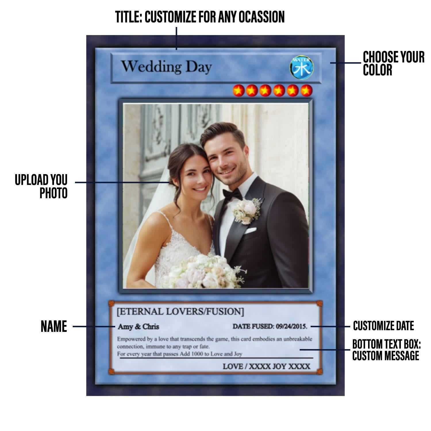 Dueling Wedding Photo Card - Wedding Gift - Custom Wedding Card - Legendary Wedding Keepsake Card - Anime-Inspired Couple Duel Photo Card
