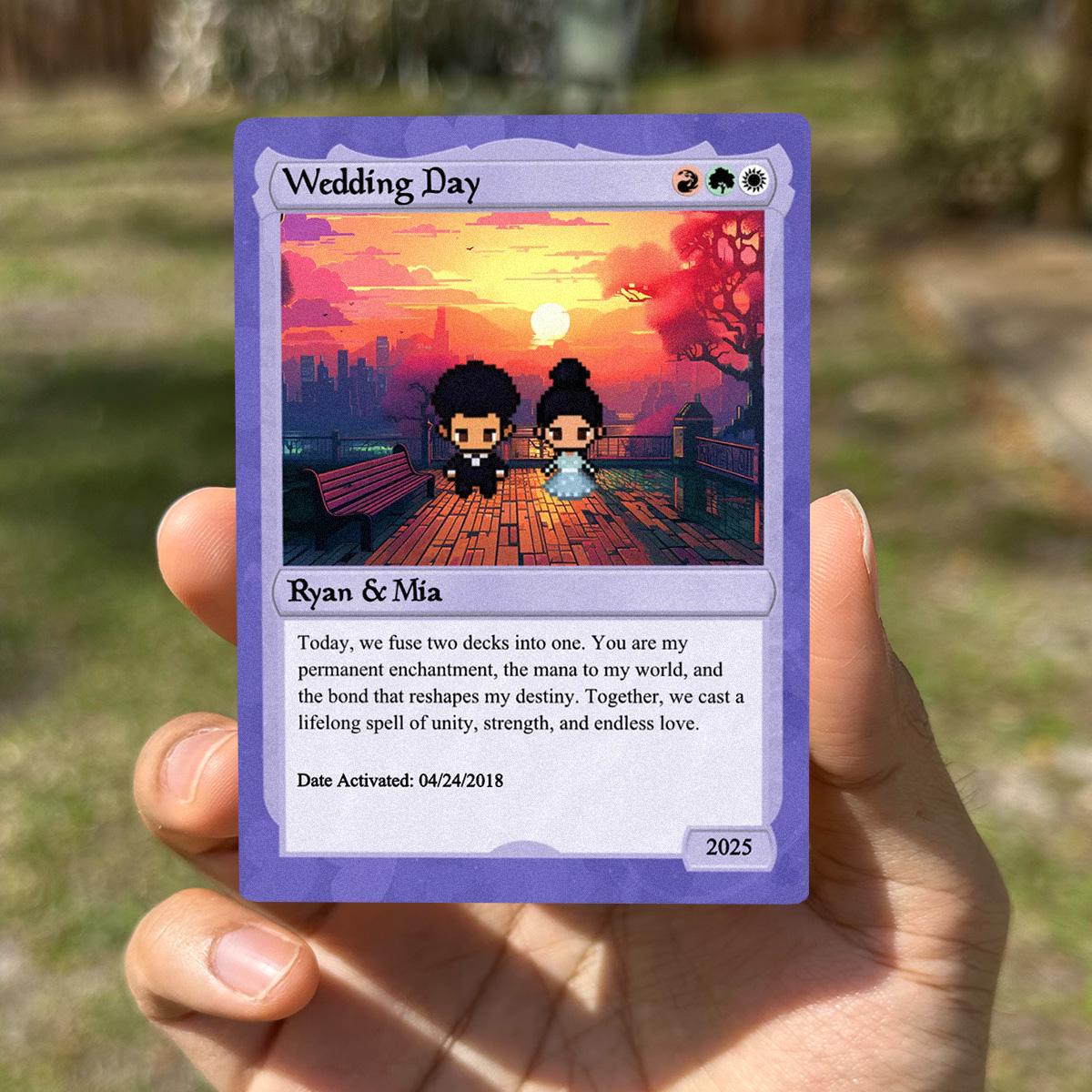 Pet The Gathering Wedding Card - Wedding Gift - Custom Wedding Card - Legendary Wedding Keepsake Card - Anime-Inspired Couple Card