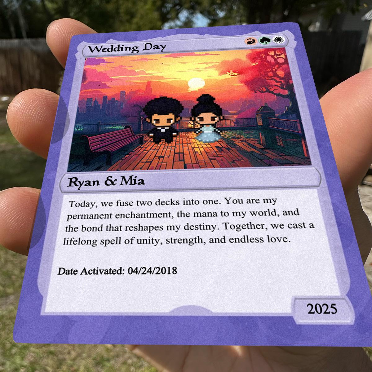 Pet The Gathering Wedding Card - Wedding Gift - Custom Wedding Card - Legendary Wedding Keepsake Card - Anime-Inspired Couple Card