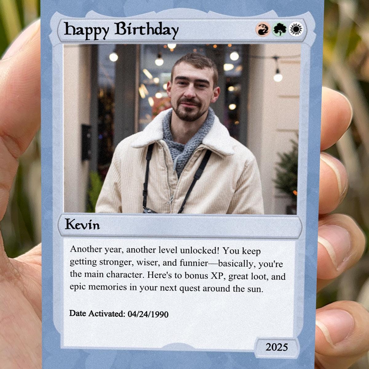 Pet the Gathering Birthday Photo Card - Legendary Birthday Gift - Gift for Gamer - Magic-Inspired Keepsake - Custom Mana Photo Card