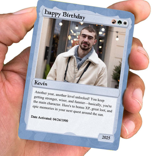 Pet the Gathering Birthday Photo Card - Legendary Birthday Gift - Gift for Gamer - Magic-Inspired Keepsake - Custom Mana Photo Card