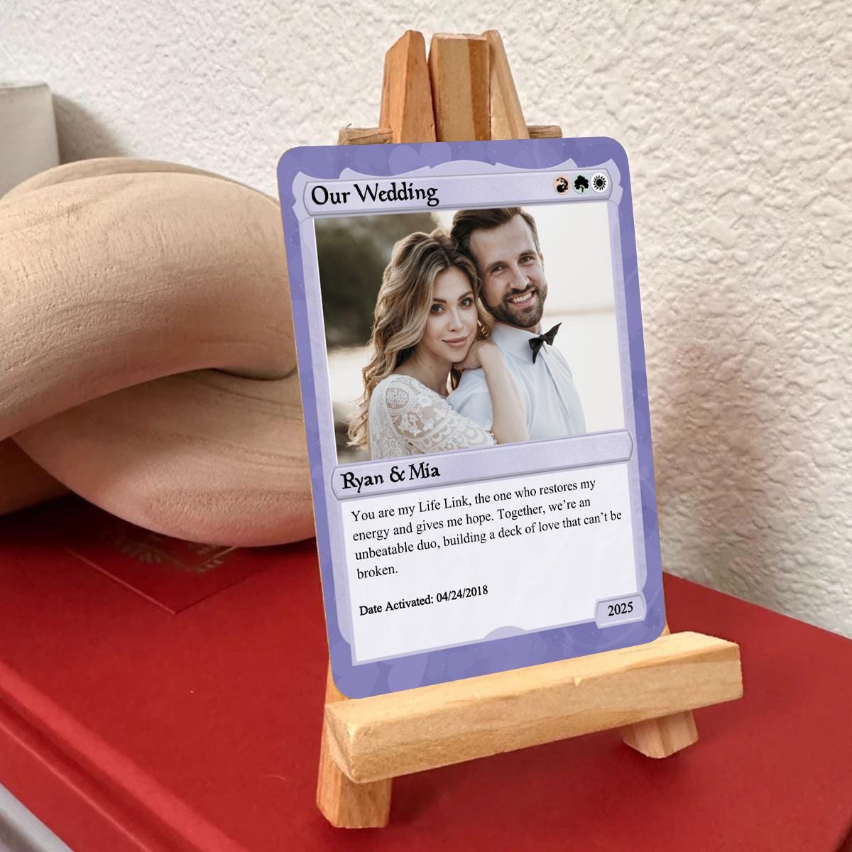 Pet The Gathering Wedding Photo Card - Wedding Gift - Custom Wedding Card- Legendary Wedding Keepsake Card- Anime-Inspired Couple Photo Card