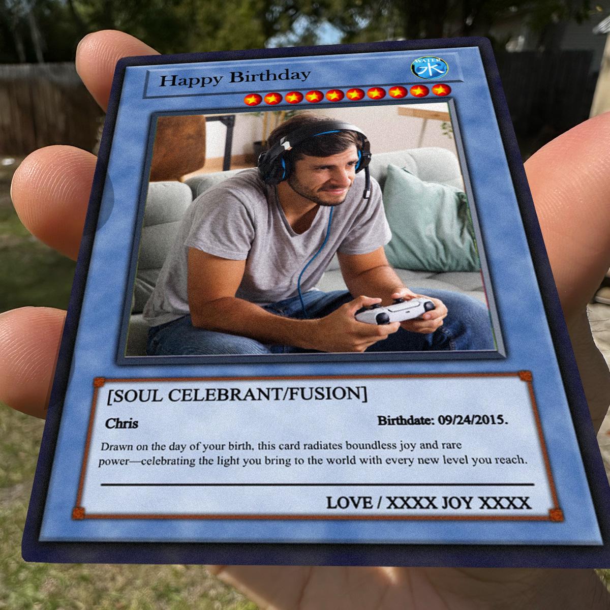 Dueling Birthday Photo Card - Dueling Birthday Gift - Dueling Style Card - Metal Birthday Keepsake Gift - Anime-Inspired Battle Photo Card