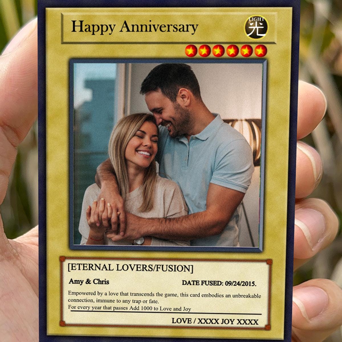 Dueling Anniversary Photo Card - Anniversary Gift - Legendary Anniversary Keepsake Card - Anime-Inspired Couple Duel Photo Card