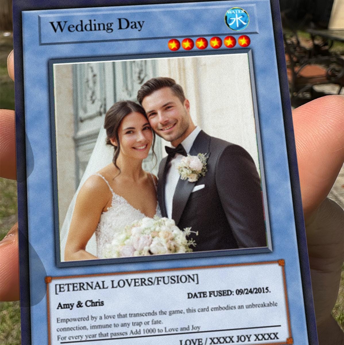 Dueling Wedding Photo Card - Wedding Gift - Custom Wedding Card - Legendary Wedding Keepsake Card - Anime-Inspired Couple Duel Photo Card