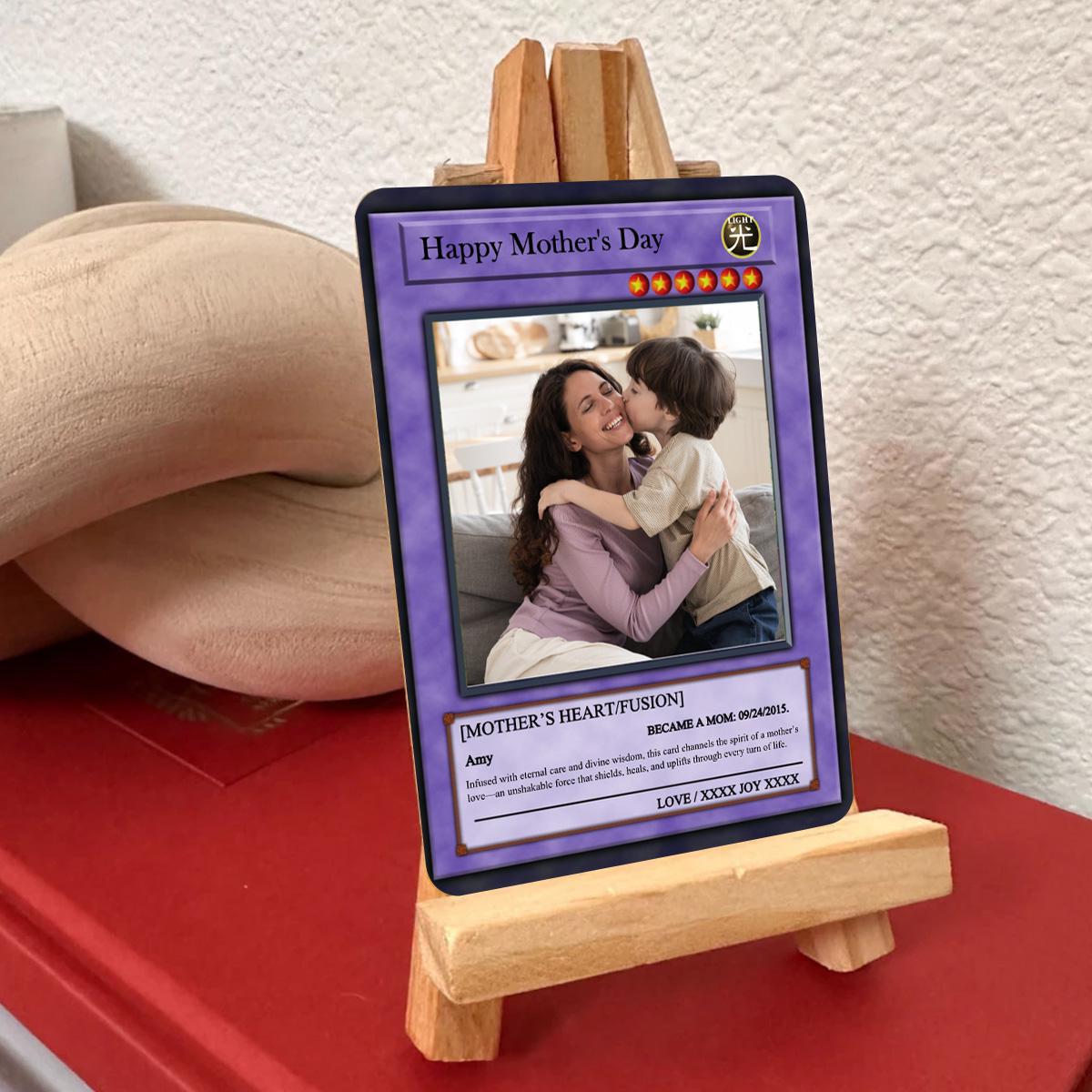 Dueling Mom Photo Card - Mother's Day Gift - Personalized Anime Style Metal Photo Card - Anime-Inspired Card - Legendary Mom Custom Card