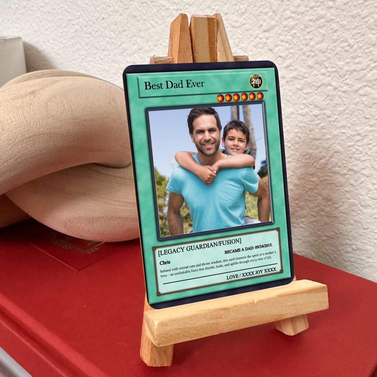 Dueling Dad Photo Card - Father's Day Gift - Personalized Anime Style Metal Photo Card - Anime-Inspired Card - Legendary Dad Custom Card