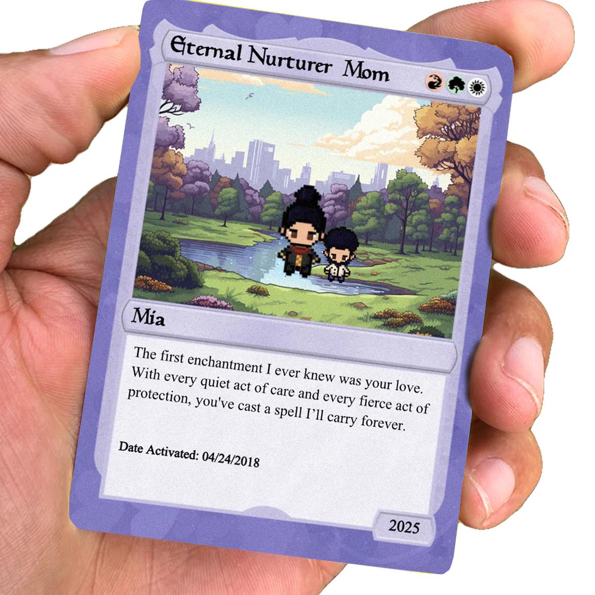 Dueling Mom Card - Mother's Day Gift - Personalized Anime Style Metal Card - Anime-Inspired Card - Legendary Mom Custom Card