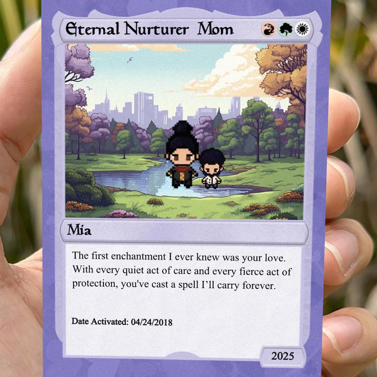 Dueling Mom Card - Mother's Day Gift - Personalized Anime Style Metal Card - Anime-Inspired Card - Legendary Mom Custom Card
