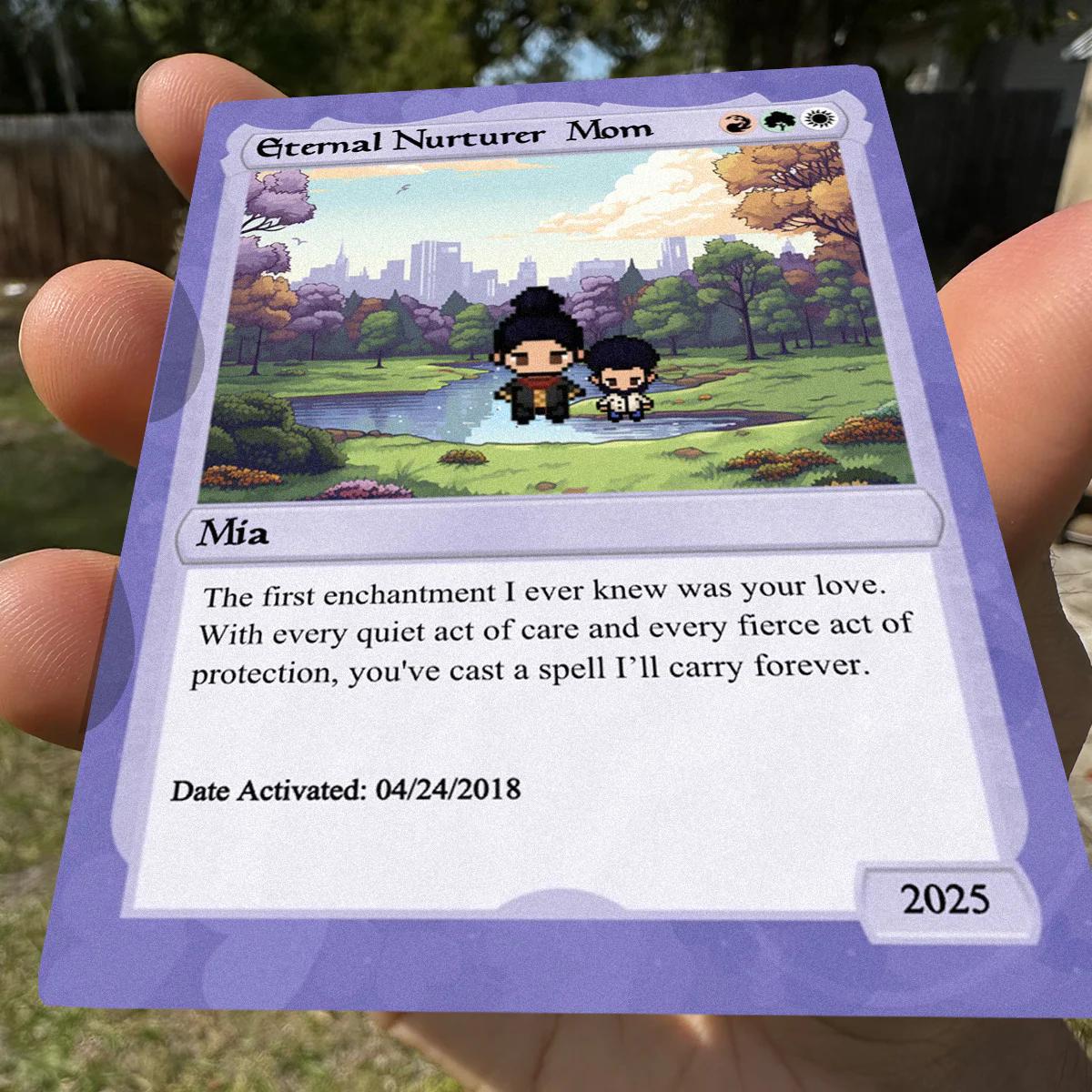 Dueling Mom Card - Mother's Day Gift - Personalized Anime Style Metal Card - Anime-Inspired Card - Legendary Mom Custom Card