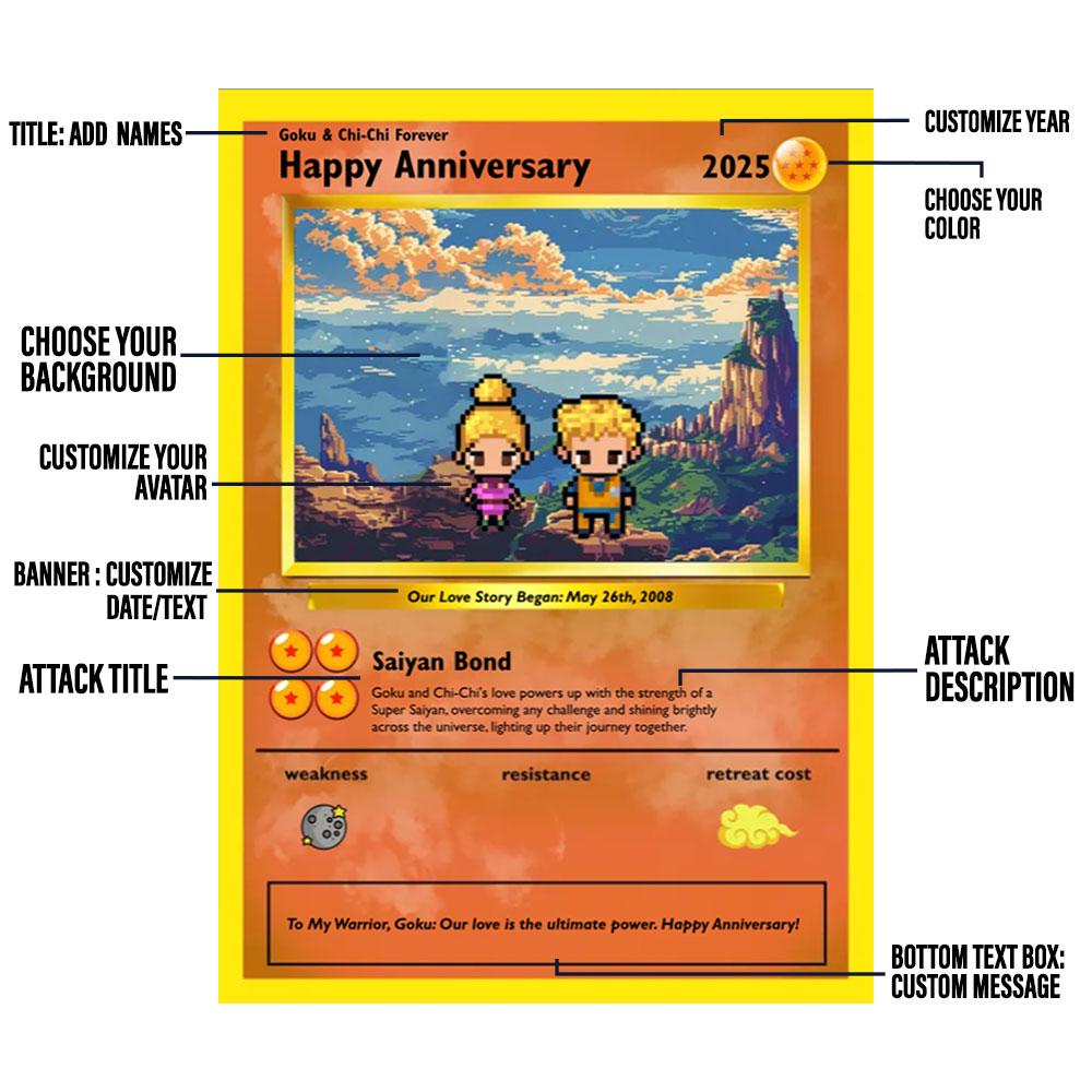 Personalized Super Saiyan Anniversary Card - Custom Gift Anniversary - Personalized Gift - Legendary Couple Card - Custom Saiyan Love Card