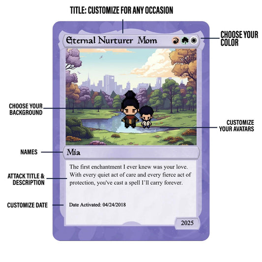 Dueling Mom Card - Mother's Day Gift - Personalized Anime Style Metal Card - Anime-Inspired Card - Legendary Mom Custom Card