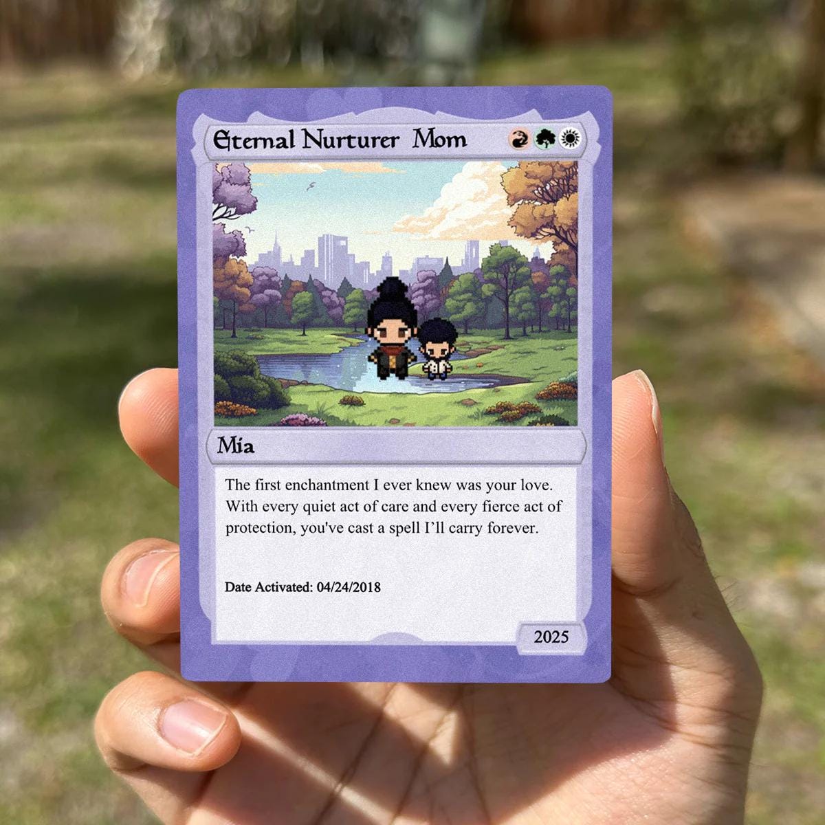 Dueling Mom Card - Mother's Day Gift - Personalized Anime Style Metal Card - Anime-Inspired Card - Legendary Mom Custom Card