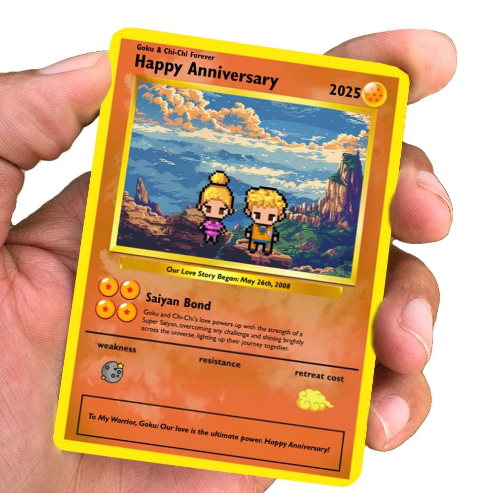 Personalized Super Saiyan Anniversary Card - Custom Gift Anniversary - Personalized Gift - Legendary Couple Card - Custom Saiyan Love Card
