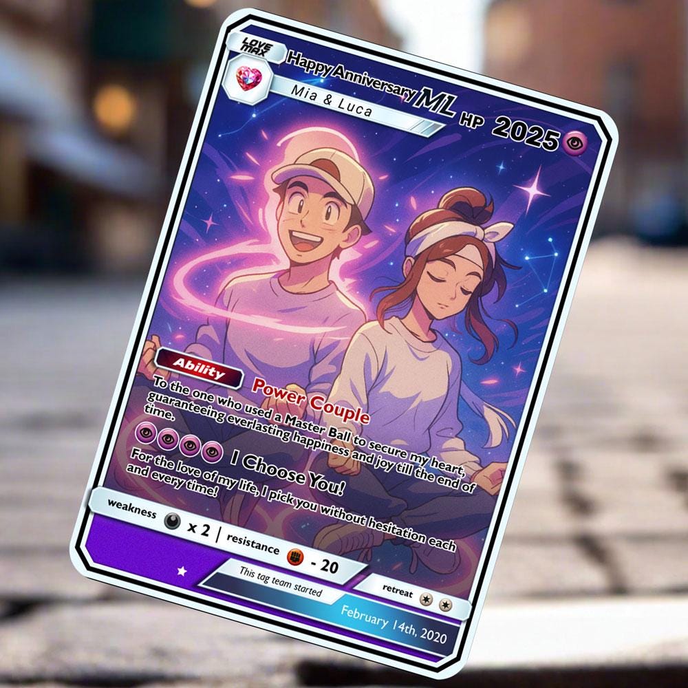 Poke GX Card - Personalized Anniversary Gifts - Anniversary Gift - Gift for Him - Gift for Her - Legendary Couple Gift