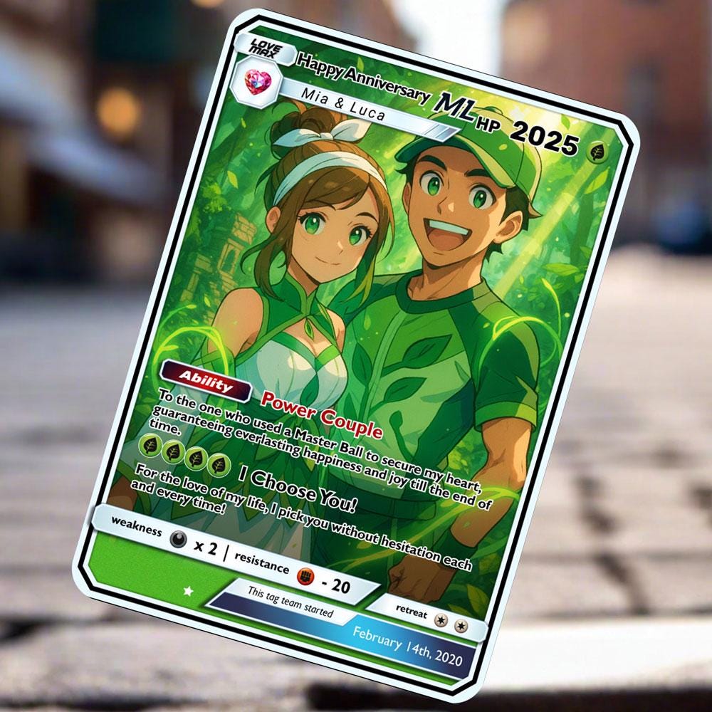 Poke GX Card - Personalized Anniversary Gifts - Anniversary Gift - Gift for Him - Gift for Her - Legendary Couple Gift