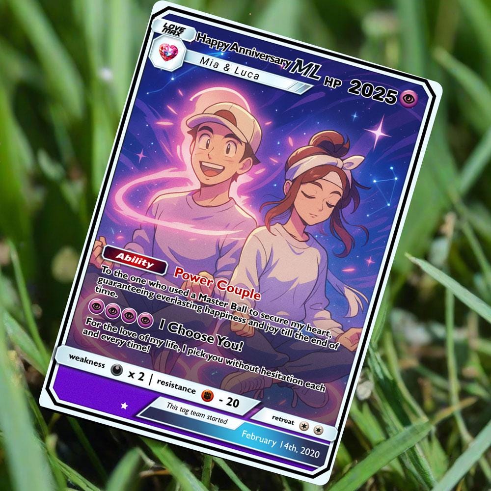 Poke GX Card - Personalized Anniversary Gifts - Anniversary Gift - Gift for Him - Gift for Her - Legendary Couple Gift